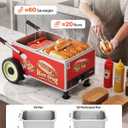 VEVOR Hot Dog Steamer Cart, 1200W Electric Stainless Steel Hot Dog Steam Machine, 86-203F Temp Adjustable, Portable Cart with Eye-Catching Umbrella & Wheels, for Bakeries, Food Stands, Parties