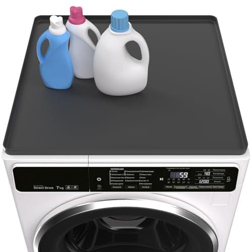 Washing Machine Cover for Top 27”x 27" Pad for Top of Washer or Dryer Protector Rubber Mat for Washing Machine Accessories Non Slip Waterproof Washable (Black)
