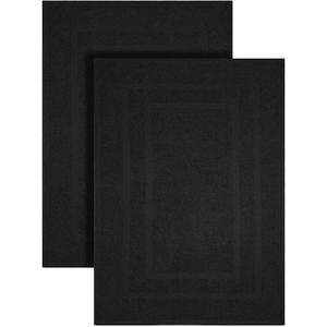 GOLD TEXTILES Premium Black Bath Mat - 2 Pack 22x34 Inches - Not a Bathroom Rug - 100% Ring Spun Cotton - Highly Absorbent & Non Slip Shower Bathroom Floor Mat Towel - Machine Washable