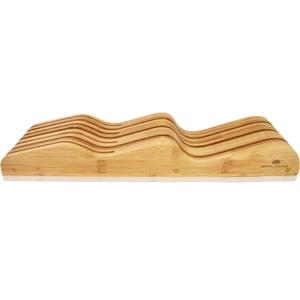 ROYALHOUSE Bamboo Knife Block Holder, In-Drawer Knife Drawer Organizer,Knife Block without Knives, Fit for 7 Knives, Perfect for Home and Chefs, Gift for Any Occasion and Housewarming