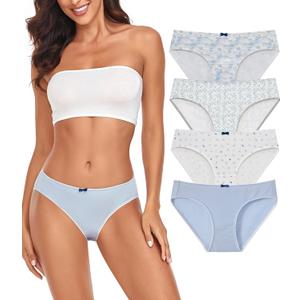 ANLIQI Cotton Womens Underwear Comfortable Hipster Panties for Women Soft Briefs Cute Bikini Underpants 4/6 Packs (XL)
