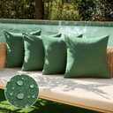 MIULEE Pack of 4 Decorative Outdoor Throw Pillow Covers Linen Waterproof Pillow Covers Farmhouse Cushion Cases for Patio Garden Tent Balcony Couch Sofa18x18 inch Dark Green (18" x 18" (Pack of 4))