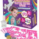 GirlZone 33 Fun Pieces Unicorn Glitter Tattoo Kit for Kids, Face & Skin-Friendly, Includes 24 Stencil Designs, 6 Colorful Cosmetic Glitters, 2 Brushes & 1 Body Adhesive, For Ages 3+