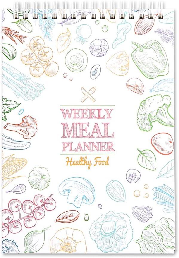 2 x icceemee Tear-Off Meal Planner & Grocery List Pad - 54 Sheets with Bonus Stickers for Refrigerator or Wall (Ideal for Homemakers & Weight Management) (White)