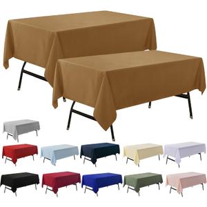 2-Pack 60x102 inch Coffee Table Cloths, Solid Stain and Wrinkle Resistant Oblong Tablecloth, Premium Plain Weave Polyester Fabric Rectangle Table Linen Covers for Hotel, Wedding