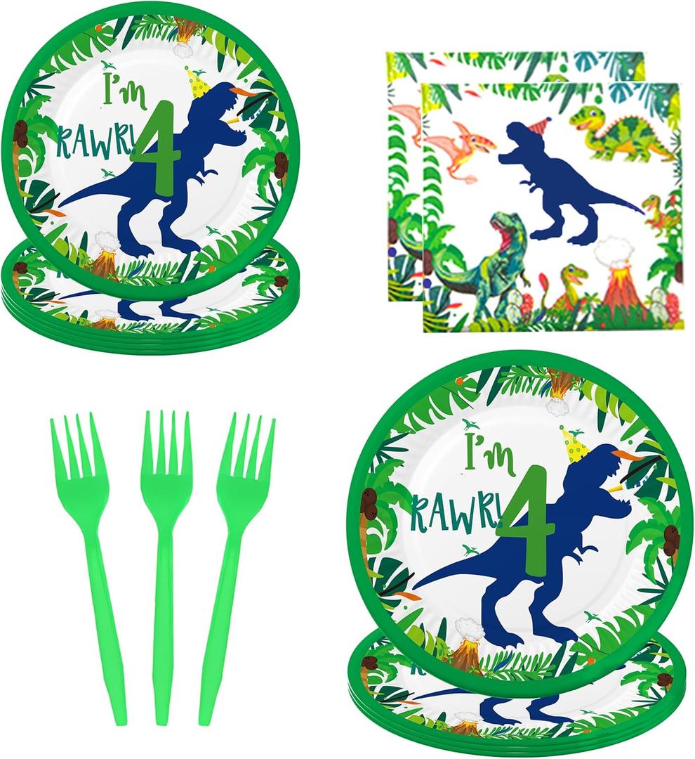 4th Dinosaur Birthday Party Decorations - Roar Im 4 Dinosaur Party Decorations