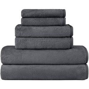 Orighty 6-Piece Towel Set - Soft & Lightweight - 2 Bath Towels, 2 Hand Towels, and 2 Wash Cloths - Absorbent & Quick Drying Microfiber Towel for Multipurpose, Bathroom, Gym, Sport, Yoga, Travel-Grey