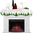 Christmas Mantle Scarf 70x17 Inch, Christmas Tree Fireplace Decorations Winter Xmas Mantel Cover Runner, Xmas Green Tree Snowflake Fireplace Decorations for Living Room