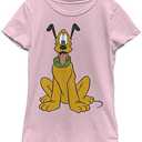Disney Characters Traditional Pluto Girl's Solid Crew Tee, XL