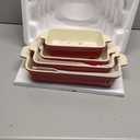 Bakeware Set of 4, MALACASA Porcelain Baking Pans Set for Oven, Casserole Dish, Ceramic Rectangular Baking Dish Lasagna Pans for Cooking Cake Pie Dinner Kitchen, Red (9.5"/11.25"/12.75"/14.5")