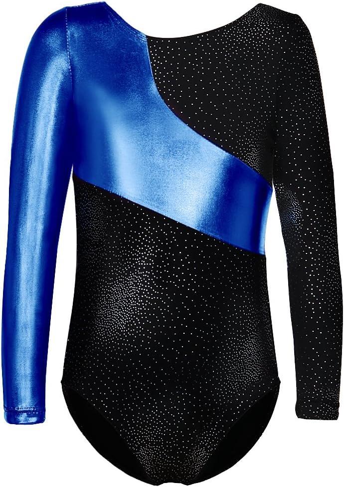 DAXIANG Long Sleeve Gymnastics Leotards for Girls Gymnastics Ballet Outfit Dance Leotard for Kids Girls Toddler 2-14 Years (Blue) S