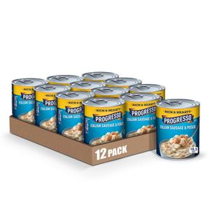 Progresso Rich and Hearty, Italian Sausage and Potato Canned Soup, Gluten Free, 18.5 oz (Pack of 12)