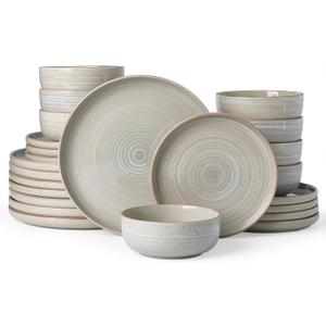 Famiware Meteor 24-Piece Stoneware Dinnerware Set, Matcha Green