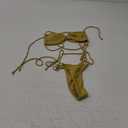 SOLY HUX Bathing Suit for Women Halter Ring Linked Tie Side Bikini Sets Two Piece Swimsuit (Plain Mustard Yellow) XS