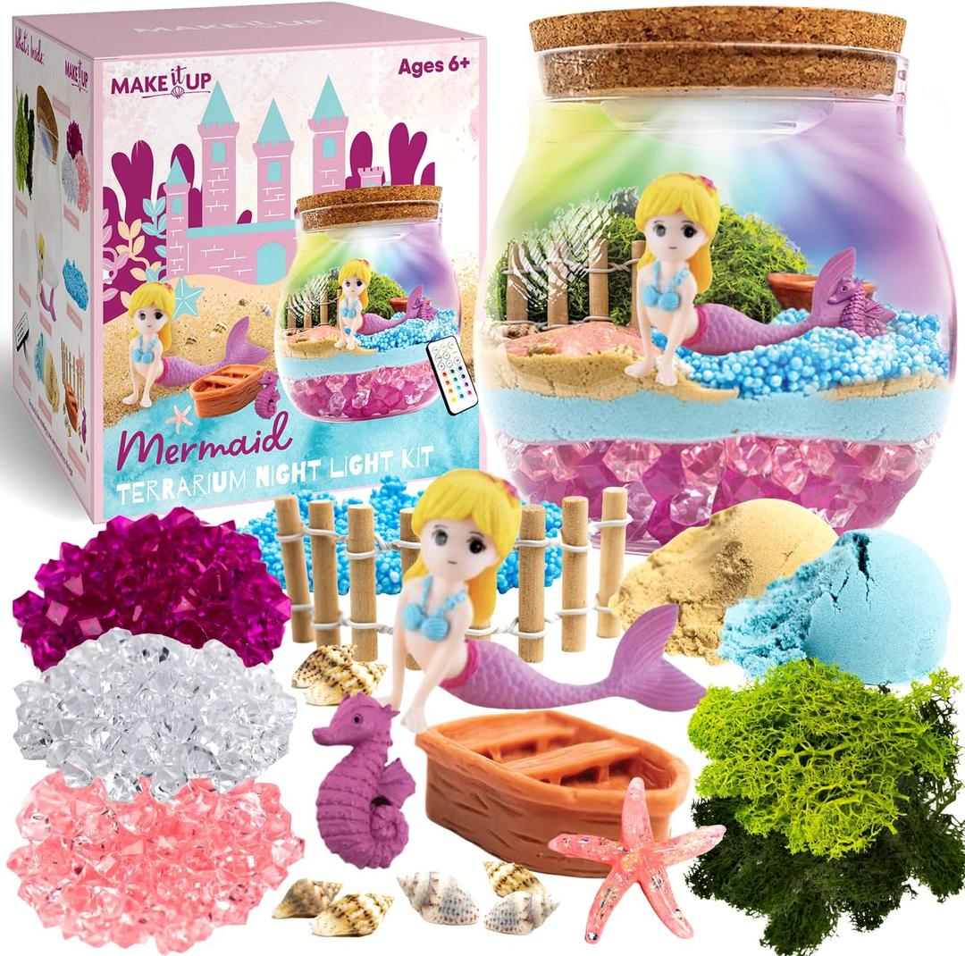 Mermaid DIY Terrarium Night Light Kit - Crafts for Kids Age 4-12