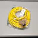 50 FT 12/3 Gauge Outdoor Extension Cord with Multiple Outlets Light Indicator, Flexible 3 Outlet Weatherproof Heavy Duty Extension Cord Waterproof Yellow, 15A 1875W 12AWG SJTW, ETL Listed