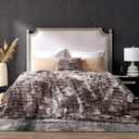 Cozy Bliss Faux Fur Throw Blanket for Couch, Cozy Warm Plush Striped Blanket for Sofa Bedroom Living Room, 108 * 90 Inches