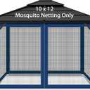 Gazebo Replacement Mosquito Netting Outdoor Universal Gazebo Canopy 4-Panels Screen Sidewalls with Zipper for Patio Garden (Navy Blue, 10x12)