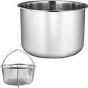 6 Quart Stainless Steel Inner Pot, Compatible with Instant Pot 6 Quart Certain Models, 0 coating, Includes 1 6 QT Inner Pot and 1 Steamer Basket. Not Compatible With CrockPot.