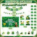 St Patrick's Day Decorations Kit,Large St Patricks Day Decorations Photo Backdrop,LUCKY Banner,Shamrock Garland,Clover Honeycomb Centerpiece,Irish Hanging Swirls for Home Garden Party Supplies