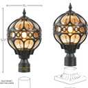 2 Pack Outdoor Globe Lamp Post Light Fixtures, 15.8" Black Sphere Post Top Lantern for Patio, Porch, Driveway, Hardwired Anti-Rust Aluminum Pillar Light with Amber Glass, Fits Standard 3" Post