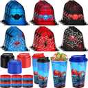 Potchen Hero Party Favors Hero Pow Birthday Party Supplies Decorations for Guests Including Drawstring Gift Bags Cups and Wristbands for Christmas Birthday Gift Favors(72 Pcs,Spider)