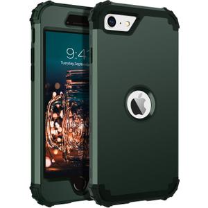 BENTOBEN for iPhone SE 2022 Case and Phone Case iPhone SE 2020, Heavy Duty 3 in 1 Full Body Rugged Shockproof Hybrid Hard PC Soft Rubber Bumper Drop Protective Girls Women Boy Men SE Cover, Dark Green