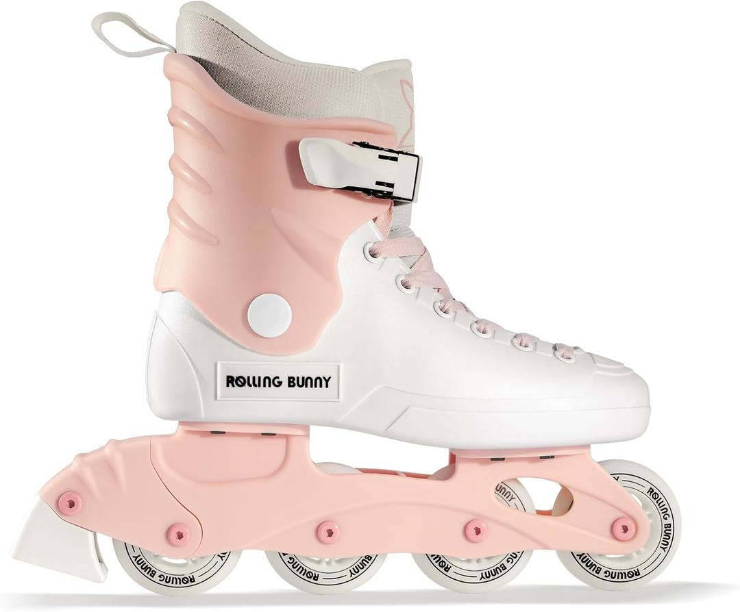 Rolling Bunny Inline Skates for Women Girls - Adult Inline Skates for Outdoor and Indoor, with Durable Outer Shell and Ankle Support, ABEC-7 Bearings, Solid and Comfortable (US Women 6, Pink / White)