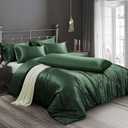 Ersmak 6 Pieces Satin Duvet Cover King Size Luxury Silky Bedding Duvet Cover Set with 1 Soft Duvet Cover, 4 King Pillowcases and 1 Body Pillowcase, Emerald Green