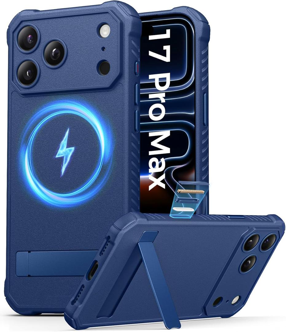ASAFCASE for iPhone 17 Pro Max Magnetic Case with Kickstand, Compatible with MagSafe, Full Lens Protection, Military Grade Drop, Camera Control, Women Men Phone Case for iPhone 17 Pro Max 6.9", Blue