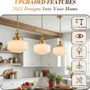 Vintage Schoolhouse Pendant Light 14" Milk Glass Pendant Light Farmhouse Brass Gold Chandelier Glass Pendant Light Fixture for Kitchen Island Lighting, Dining Room, Foyer
