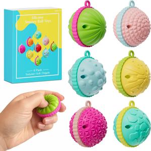 2 x Fidget Toys for Adults Kids,6PCS Textured Sensory Ball Toys for Stress Anxiety Autistic ADHD, Calm Down Travel Airplane Essentials Students Prizes Toys, Stuffers Gifts for Teen Boys Girls
