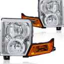KUIPERAUTO Headlights Assembly Replacement Compatible for 2006-2010 Jeep Commander Sport Utility Halogen with Clear Lens Chrome Housing Amber Reflector Front Lamps Driver and Passenger Side (Set of 2)