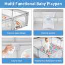 Baby Playpen for Toddlers: 6.56x6.56 ft Kid-Safe Enclosed Play Yard | Non-Slip Base, Breathable Mesh - Easy-Portable for Indoor & Outdoor Baby Play Spaces - Gray