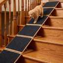 Cinnvoice 6 Packs Dog Ramp for Stairs Adjustable 5.5 to 7.48 Inch Height Foldable Wooden Pet Ramp with Non-Slip Carpet Surface for Indoor Small Dogs Cats Senior Pets (15.75 Inches/ 40 cm)
