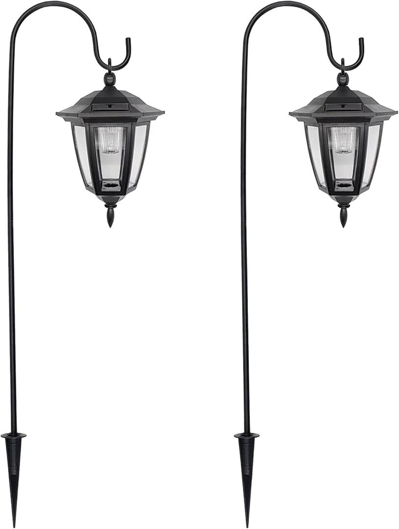 MAGGIFT 34 Inch Hanging Solar Lights Outdoor Waterproof Solar Garden Lights with 2 Shepherd Hooks Landscape Lighting for Lawn Patio Yard Pathway Driveway, 2 Pack