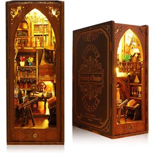 3D DIY Book Nook Kit - DIY Miniature House Kit for Adults, Teens and Beginners, Dollhouse Booknook Library Tiny House Bookshelf Decor 3D Wooden Puzzle, Mini Library of Books Model Build Gift