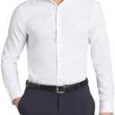 Mens Dress Shirts Stretch Slim Fit Long Sleeve Dress Shirts for Men Casual Business Regualr Fit Button Down Shirt L