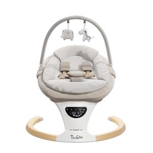 Baby Swings for Infants, Portable Infant Swing with 5-Speeds, 3-Adjustable Height, 3 Timer & 12 Preset Melodies, Mutil-Function Electric Swing for Baby, Indoor & Outdoor Use (Beige)