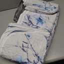 Botanical Quilt Set 3 Pieces Full/Queen Size, Blue Flower Branch on White Reversible Bedspread Coverlet Set, Soft Microfiber Lightweight Bed Cover for All Season (90" x 90", 1 Quilt+ 2 Pillow Shams)