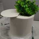 Earth & Mango Small Bathroom Trash Can with Lid, Small Bathroom Garbage Can with Plant Style Lid, 1.8 Gallon, White, Perfect for Bedroom, Office, and Bathrooms, Trash Bin That Looks Like a Plant