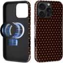 Magnetic Case for iPhone 16 Pro Design,Compatible with MagSafe,Slim Protective Soft TPU Bumper Phone Cover Women Girls Case for iPhone 16 Pro-Polka Dot Aesthetics Brown