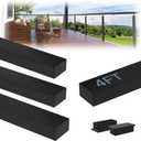 4Pack 4FT Stainless Steel T304 Black Handrail for Cable Railing with Nylon End Cap Kits, 2.36" W x 1.18" H Cuttable Flat Handrail Rectangular Top Rail for Stair Railing Indoor Outdoor