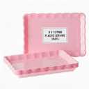6 Pack Pink Plastic Serving Trays for Party, 9 x 13 Inch - Heavy Duty Plastic Trays for Food - Rectangular Party Serving Trays and Platters - Pink Disposable Trays