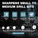Drill Bit Sharpener for 3/32" to 3/4" Bits, Sharpens HSS and Carbide,115-140 Angle Adjustment, Sharpening Tool for Home,Work & DIY
