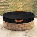 NEVERLAND Round Fire Pit Cover for In-Ground Fire Pits, 52-57 Inch Heavy Duty 600D Waterproof Outdoor Firepit Cover, Fits Built-In Stone Fire Pits, Orange