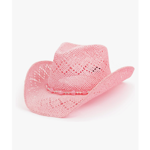 TOVOSO Western Cowgirl Hat, Straw Cowboy Hat for Women with Shapeable Brim, Beaded Hearts Trim, Shapeable Cowboy Hat