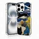 for iPhone 16 Pro Max Case, Collage Cases for iPhone 16 Pro Max, Scratch Resistant Shockproof Cover, Aesthetic Clear Phone Cover, Vintage Cases, Black Cat UFO Starry Sky Roaming Collage Design B113