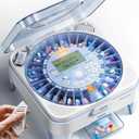 28-Day(1X) Automatic Pill Dispenser – One-Press Daily Dispense (No APP), Easy-to-Use Slide-Door Cup, Sound & Light Alerts, Moisture-Proof Dual Desiccants, Large Compartments for Tablets & Capsules