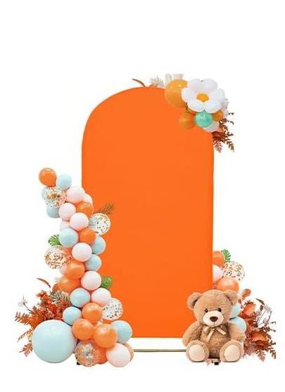 Wedding Arch Cover 7.2FT 6FT Arch Backdrop Cover Spandex Fitted Arch Cover for Round Top Chiara Backdrop Stand Covers for Wedding Birthday Party Baby Shower Banquet Ceremony Decoration (Orange)